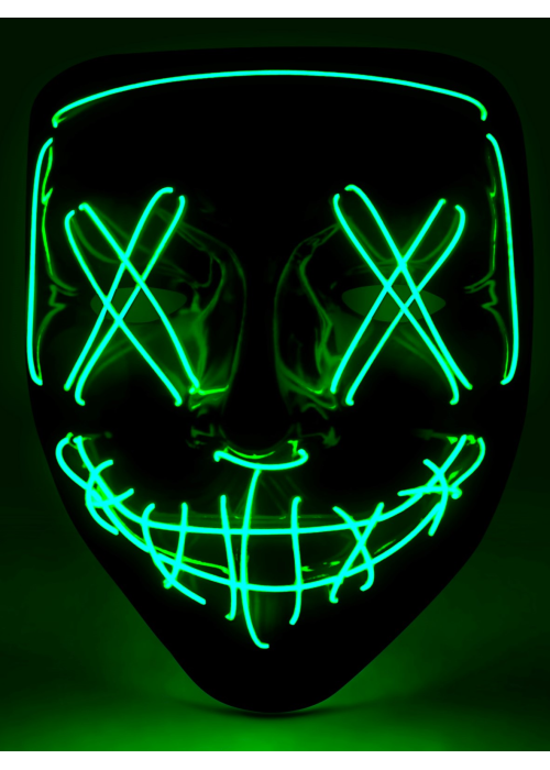 Mascara Asesino Purgador Con Luz Led Verde - Mascaras de la Purga - Mascaras y Antifaces