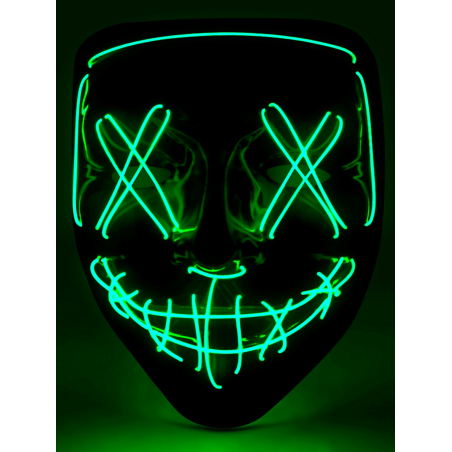 Mascara Asesino Purgador Con Luz Led Verde - Mascaras de la Purga - Mascaras y Antifaces