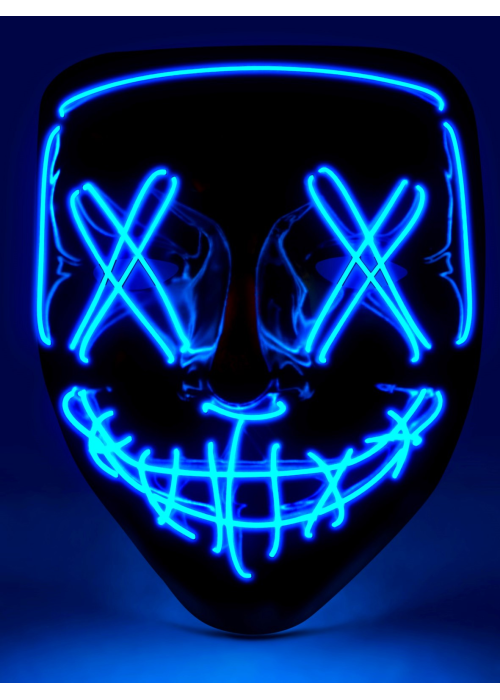 Mascara Asesino Purgador Con Luz Led Azul - Mascaras de la Purga - Mascaras de Peliculas de Terror