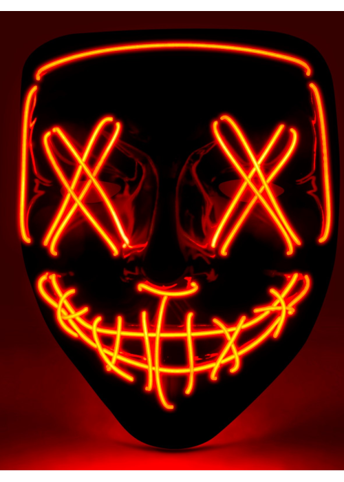 Mascara Asesino Purgador Con Luz Led Naranja - Mascaras de la Purga - Mascaras de Peliculas de Terror