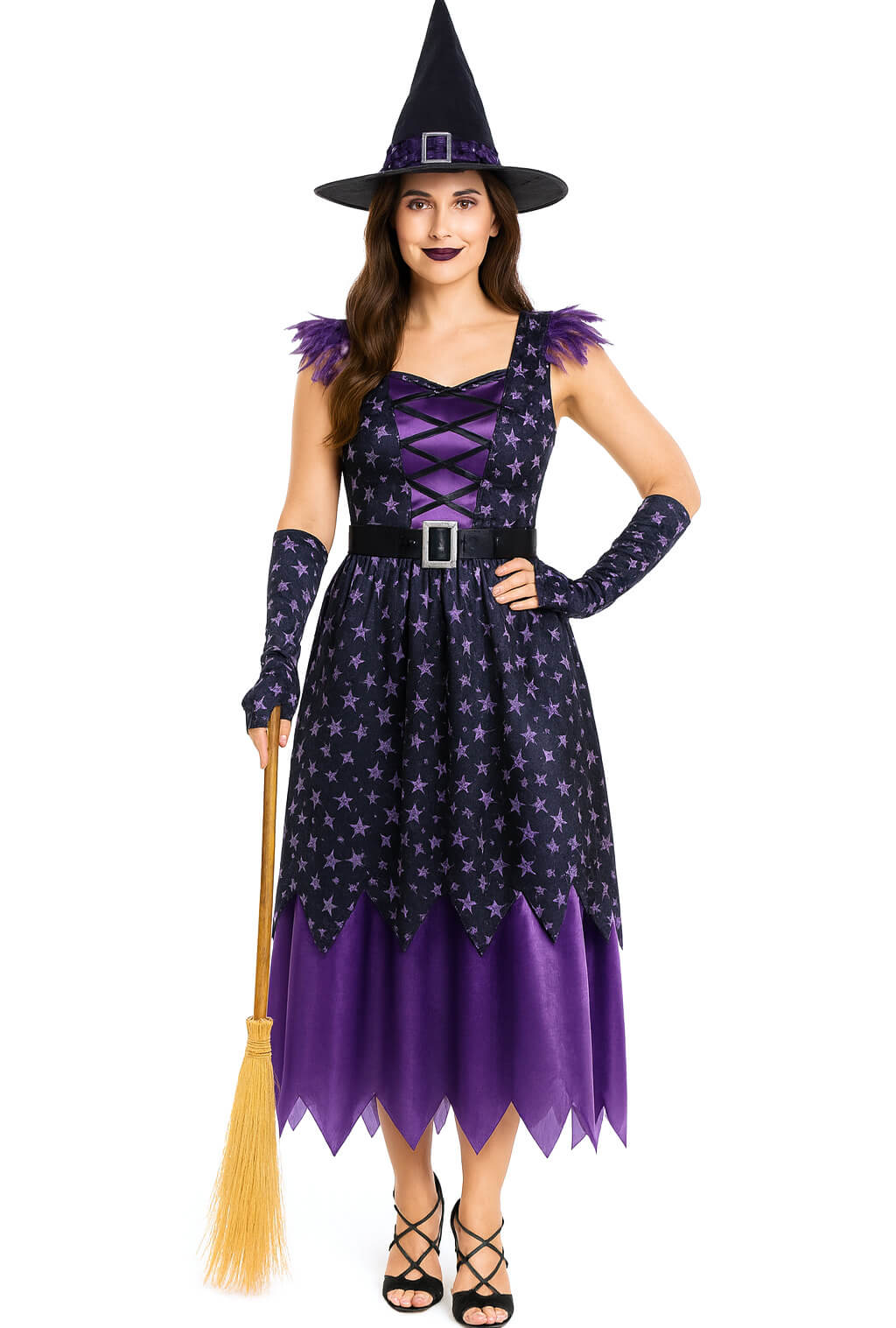 Disfraz de Bruja Estrellas Morada barato – Tienda online de - Main Image