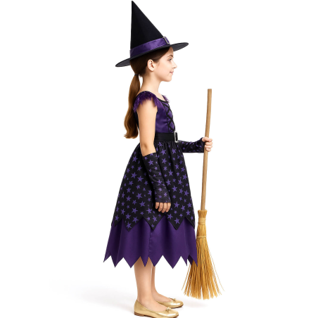 Disfraz De Bruja Estrellas Morada niña - Disfraces brujas halloween
