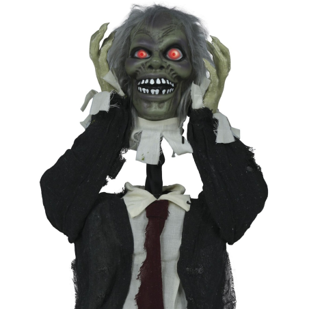 Busto Zombie con Luz Sonido y Movimiento - Decoración Halloween - Muñecos