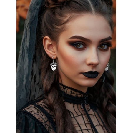 còpia de Pendientes Calaveras Con Pompom Rojo