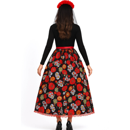 Disfraz De Catrina Rojo Largo