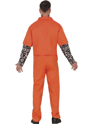 Disfraz de Convicto Tatuado Naranja para Hombre - Disfraces de Presidiarios
