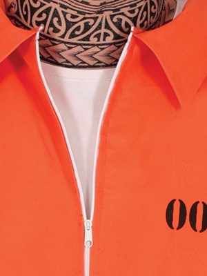 Disfraz de Convicto Tatuado Naranja para Hombre - Disfraces de Presidiarios - Disfraces de Policias y Presos para Hombres