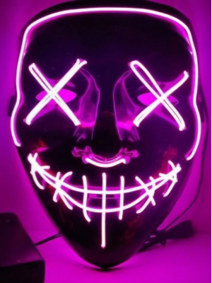 Mascara Asesino Purgador con Luz Led Fucsia - Mascaras de la Purga - Complementos de la Purga
