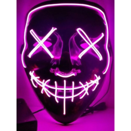 Mascara Asesino Purgador con Luz Led Fucsia - Mascaras de la Purga - Complementos de la Purga