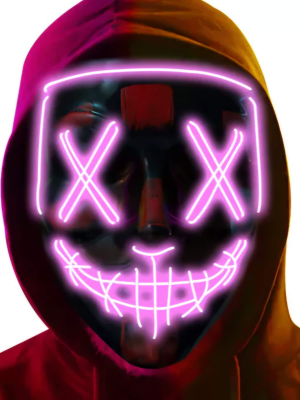 Mascara Asesino Purgador con Luz Led Fucsia - Mascaras de la Purga - Complementos de la Purga