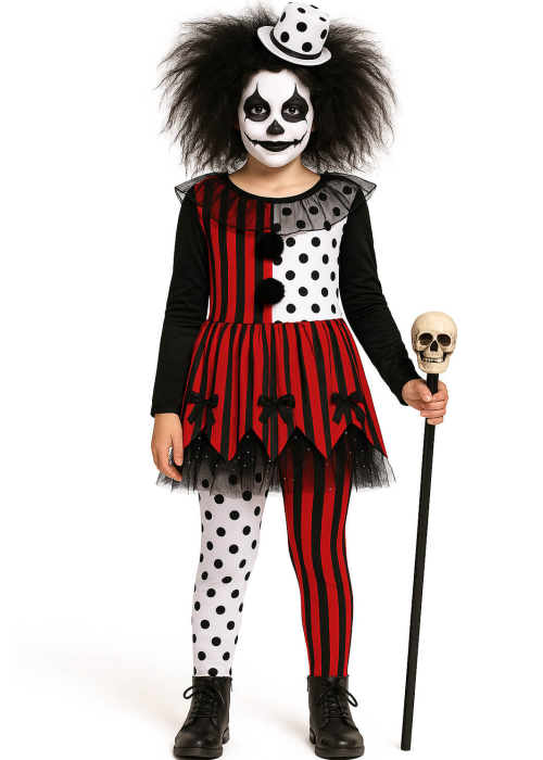 Disfraz De Payasa Negra Infantil - Disfraces Payasos Halloween - Disfraces de Payasos Siniestros Infantiles