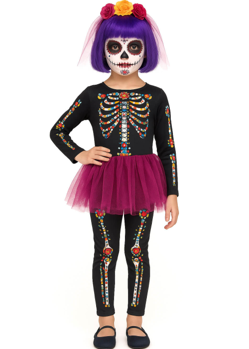 Disfraz de Catrina Tutu Infantil - Disfraces Calaveras y Esqueletos
