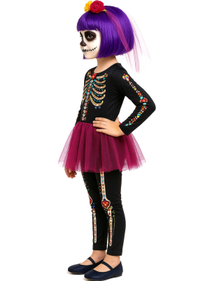 Disfraz De Catrina Tutu Infantil - Disfraces Halloween Esqueletos - Disfraces de Esqueleto para Niñas
