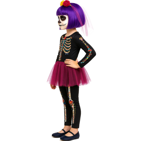 Disfraz De Catrina Tutu Infantil - Disfraces Halloween Esqueletos - Disfraces de Esqueleto para Niñas