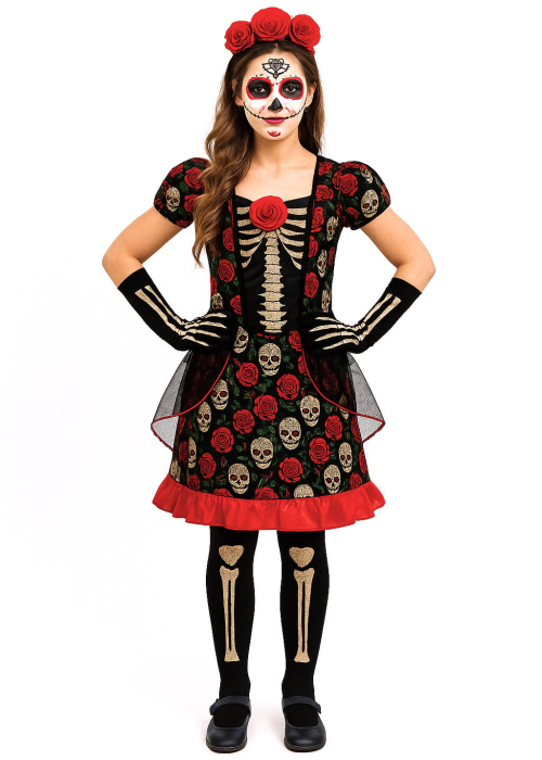 Disfraz De Catrina Rojo Largo