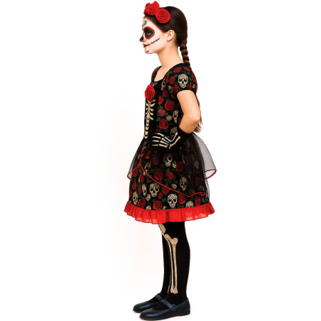 Disfraz de Catrina Corto para Mujer - Disfraces Halloween Esqueletos - Disfraces de Esqueleto para Mujer