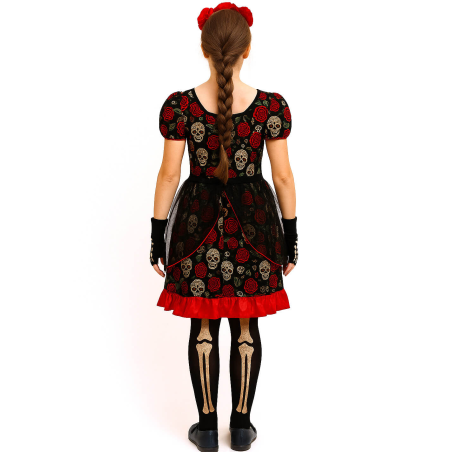 Disfraz de Catrina Corto para Mujer - Disfraces Halloween Esqueletos - Disfraces de Esqueleto para Mujer
