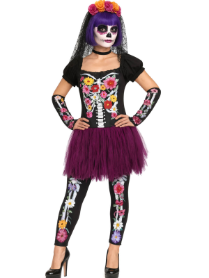 Comprar Disfraz Catrina Flores Mujer - Disfraces Halloween Esqueletos