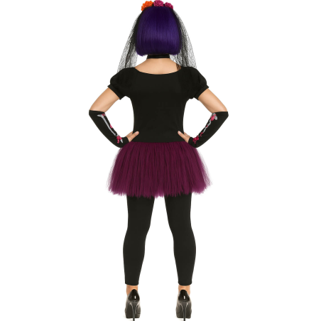 Disfraz de Catrina Lila Flores para Mujer - Disfraces Halloween Esqueletos - Disfraces de Esqueleto para Mujer