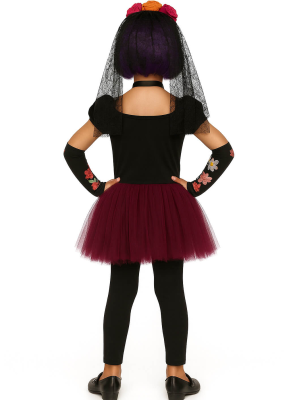Disfraz De Catrina Tutu Flores Niña - Disfraces Esqueletos y Calaveras - Disfraces de Esqueleto para Niñas