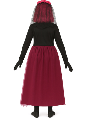 Disfraz De Catrina Rosa Largo Infantil