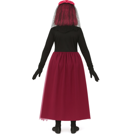 Disfraz De Catrina Rosa Largo Infantil
