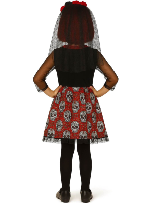 Disfraz De Catrina Roja niña - Disfraces Esqueletos y Calaveras - Disfraces Mexicanos