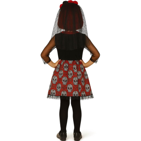 Disfraz De Catrina Roja niña - Disfraces Esqueletos y Calaveras - Disfraces Mexicanos