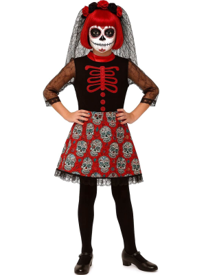 Comprar Disfraz de Catrina Roja infantil - Disfraces Mexicanos