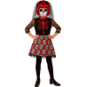 Disfraz De Catrina Roja niña - Disfraces Esqueletos y Calaveras