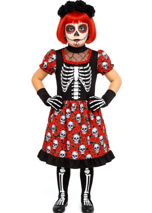 Disfraz De Catrina Bonita Niña - Disfraces de Esqueletos y Calaveras - Disfraces de Esqueleto para Niñas