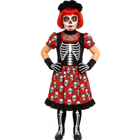 Disfraz De Catrina Bonita Niña - Disfraces de Esqueletos y Calaveras - Disfraces de Esqueleto para Niñas