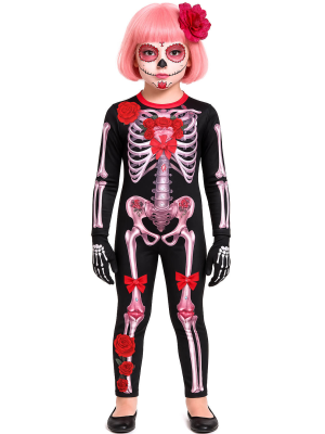 Disfraz De Catrina Buzo Infantil - Disfraces de Esqueletos y Catrinas - Disfraces de Esqueleto para Niñas