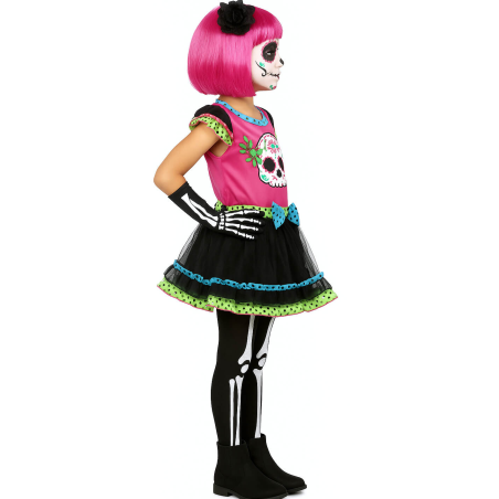 Disfraz De Catrina Colores Infantil - Disfraces Esqueletos y Catrinas - Disfraces de Esqueleto para Niñas