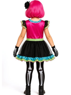 Disfraz De Esqueleto Vestido Colores Infantil
