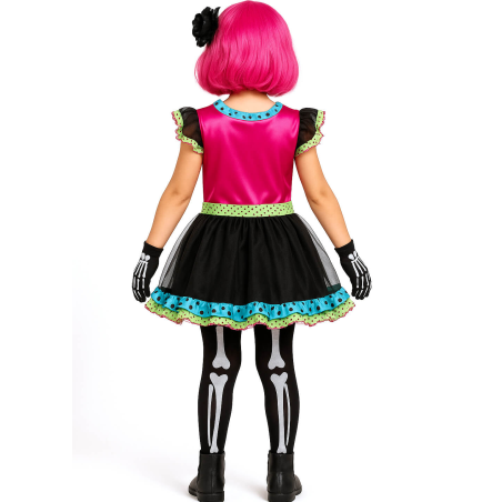 Disfraz De Catrina Colores Infantil - Disfraces Esqueletos y Catrinas - Disfraces de Esqueleto para Niñas