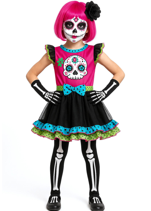 Disfraz De Esqueleto Vestido Colores Infantil