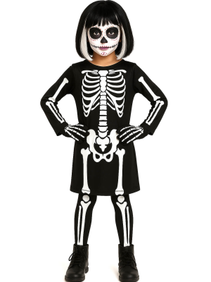 Traje De Esqueleto Vestido Infantil