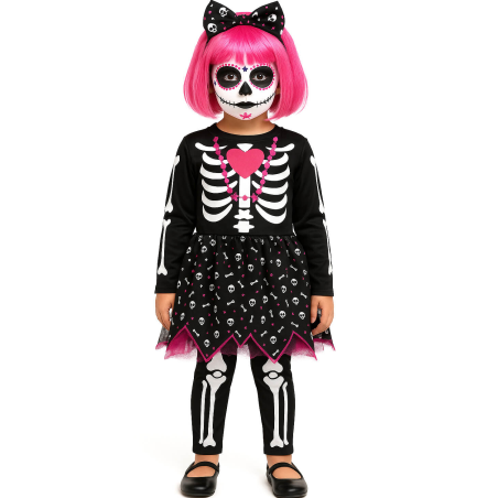 Disfraz De Esqueleto Vestido Niña - Disfraces Calaveras y Catrinas - Disfraces de Esqueleto para Bebe