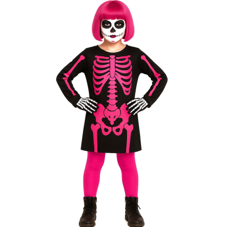 Disfraz De Catrina Rosa Niña - Disfraces Esqueletos y Calaveras - Disfraces de Esqueleto para Niñas