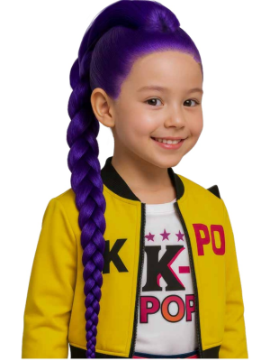 Peluca Rumi Guerrera K-POP Infantil - Complementos Cazadoras Demonios - Complementos de Las Guerreras K-POP