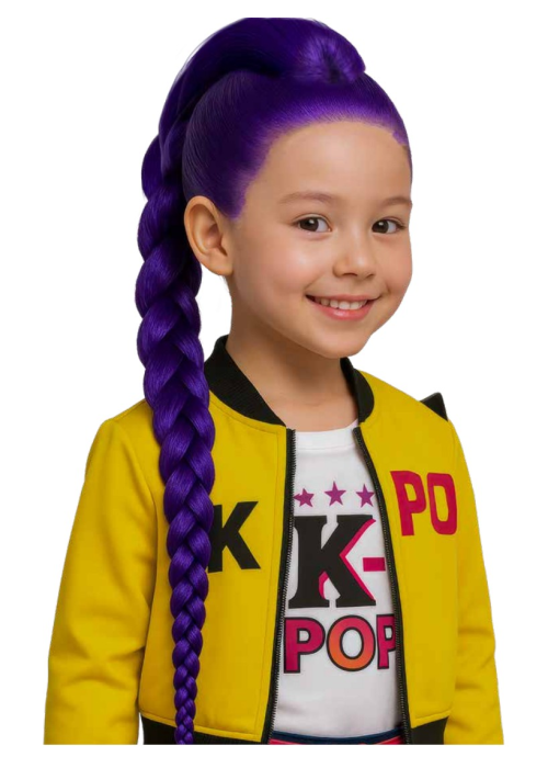 Peluca Rumi Guerrera K-POP Infantil - Complementos Cazadoras Demonios - Complementos de Las Guerreras K-POP