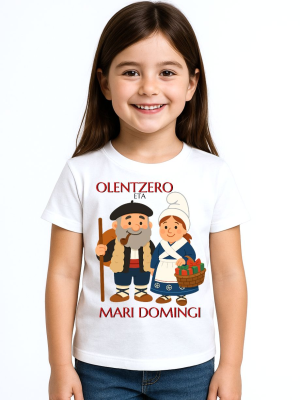 Camiseta Olentzero eta Mari Domingi Niña - Euskal Jantziak