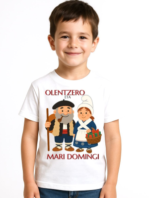 Camiseta Olentzero eta Mari Domingi Infantil - Euskal Jantziak