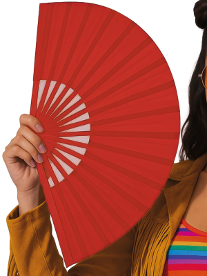 Abanico De Tela Gigante Rojo - Complementos Locomia
