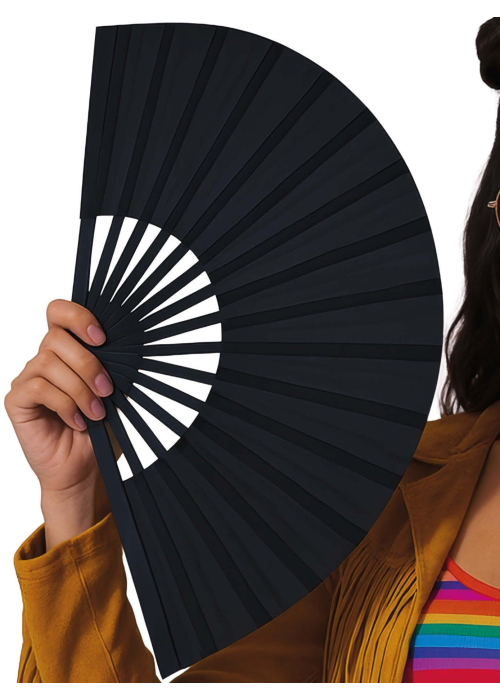 Abanico De Tela Gigante Negro - Complementos Locomia