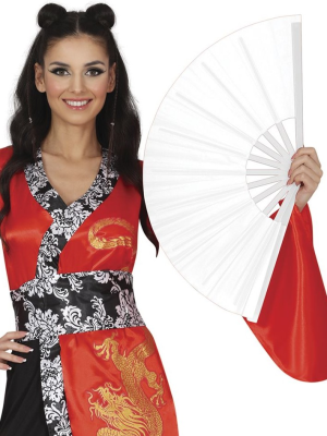 Abanico De Tela Gigante Blanco - Complementos Locomia