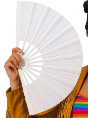 Abanico De Tela Gigante Blanco - Complementos Locomia