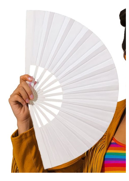 Abanico De Tela Gigante Blanco - Complementos Locomia