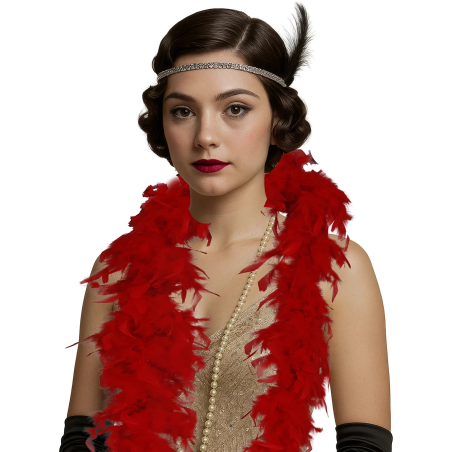 Boa De Plumas Roja 80gr - Complementos para Disfraces - Complementos Can can, Cabaret y Burlesque